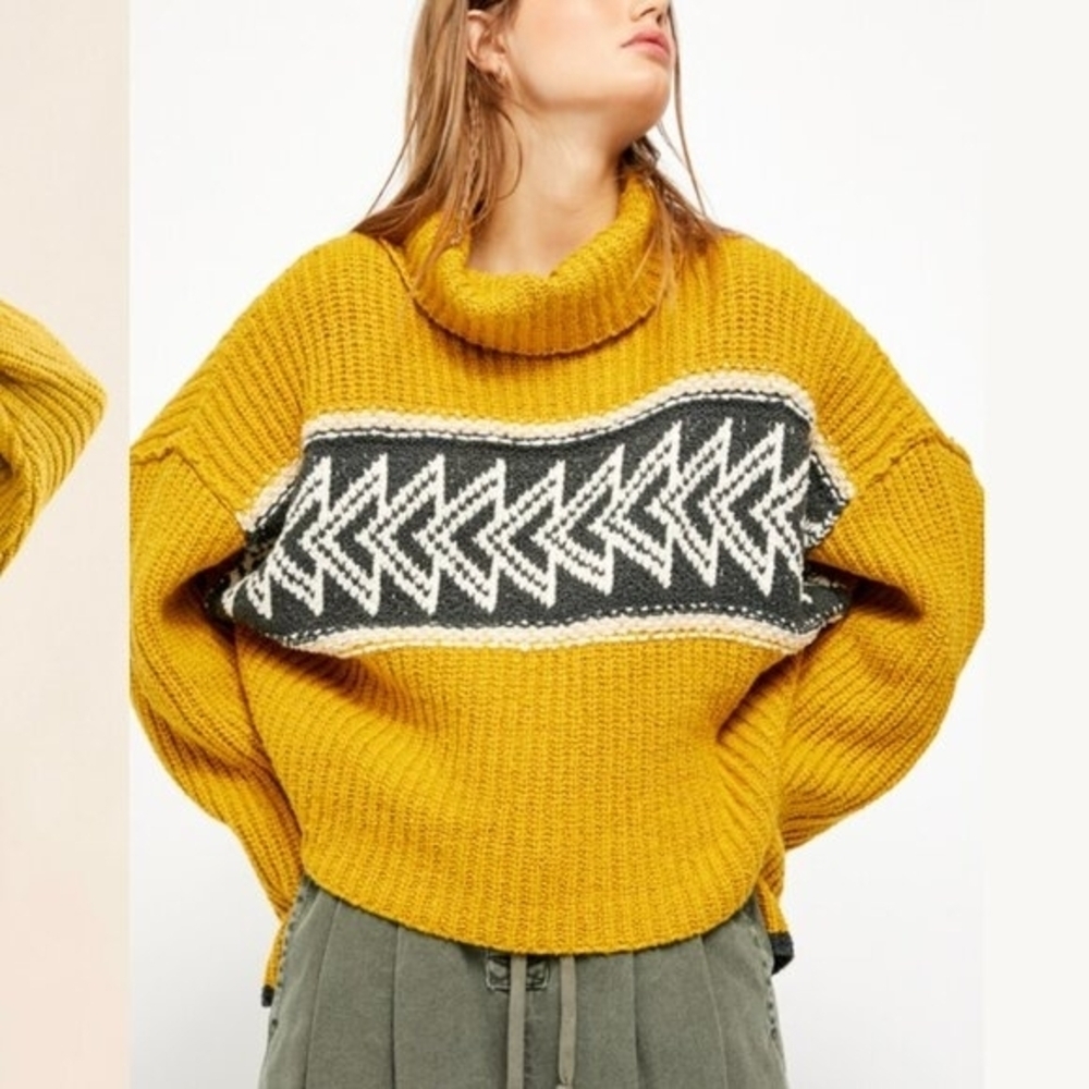 Free People Greater Than Cowl Neck Turtleneck Sweater "Olivia" Arrow - Picture 3 of 10